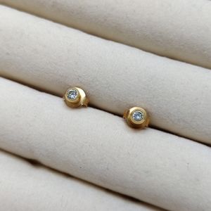 Vintage 14K Yellow Gold CZ Diamond Post Earrings